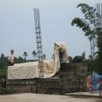 Dwayne spreading the tarp to dry