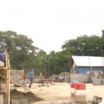 Hangar area (apartments on either side)