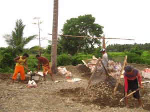 Sifting gravel for cement