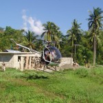 Heli in front of construction