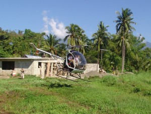 Heli in front of construction