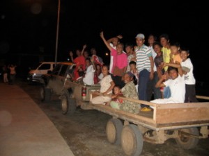 Trailer bringing people to meetings