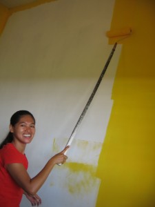 Sheryl helps paint