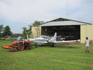 Pushing the Twin back in the Palawan Hangar