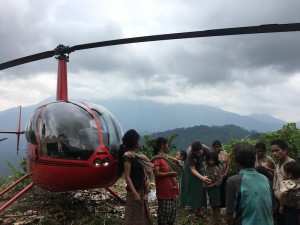 Heli in mountains with Carrie